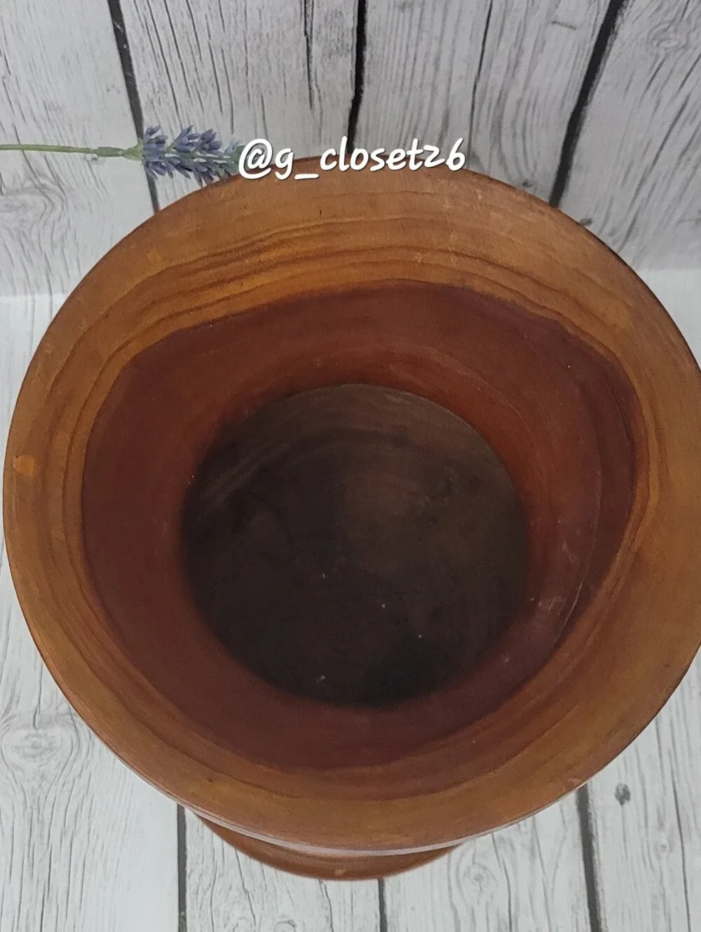 Handcrafted Brown Carved Wood Decorative Urn - Home Accents